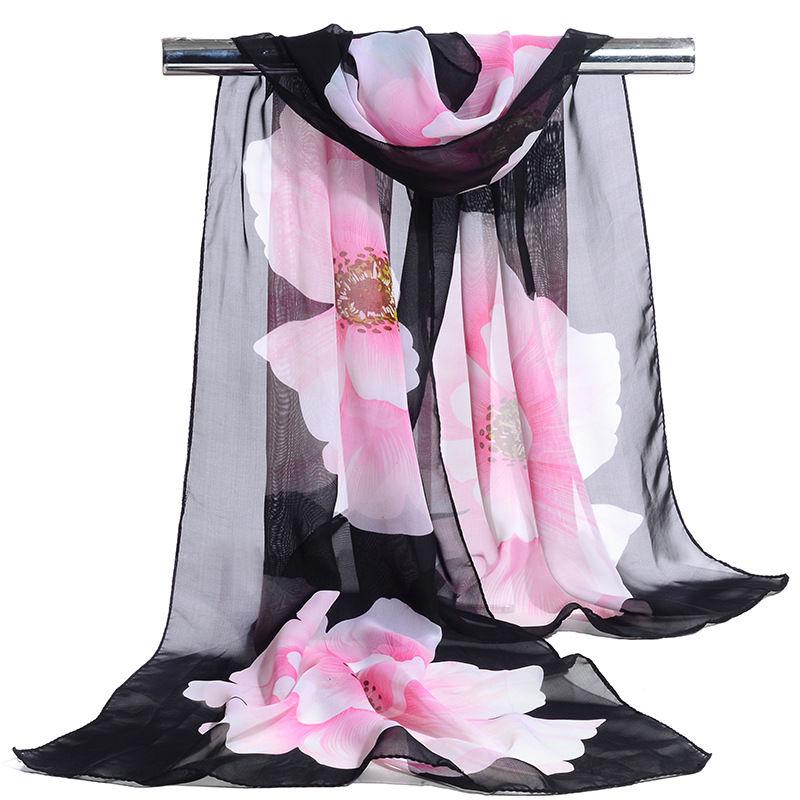 Printed Scarves for Spring and Summer Fashion Versatile Women's Chiffon Scarves Lightweight Shawls and Sun Protection Scarves