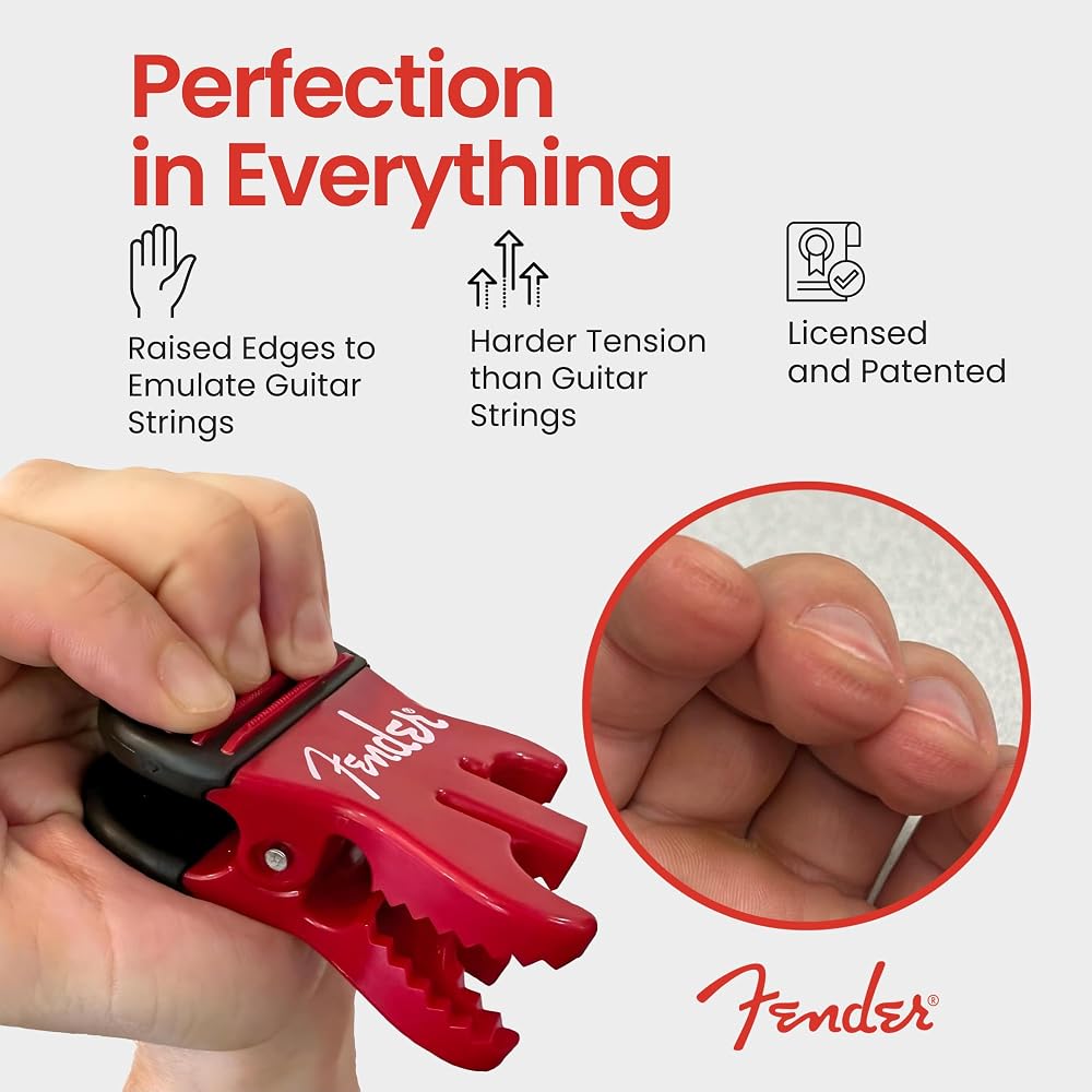 Fender Calisbuilder Finger Strengthener Red 8 Lb for String Instrument Players Guitar Bass Violin