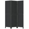 3 Piece Black Folding Screen Made of Solid Paulownia Wood