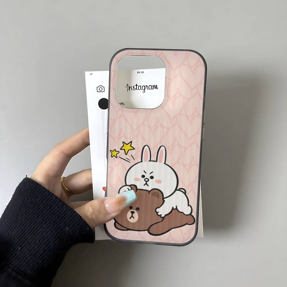 Cartoon Cute C-Cony B-Brown Phone Case For IPhone 17 16 15 14 13 12 11 Pro Max Plus Corrugated Bumper Back Cover Shell