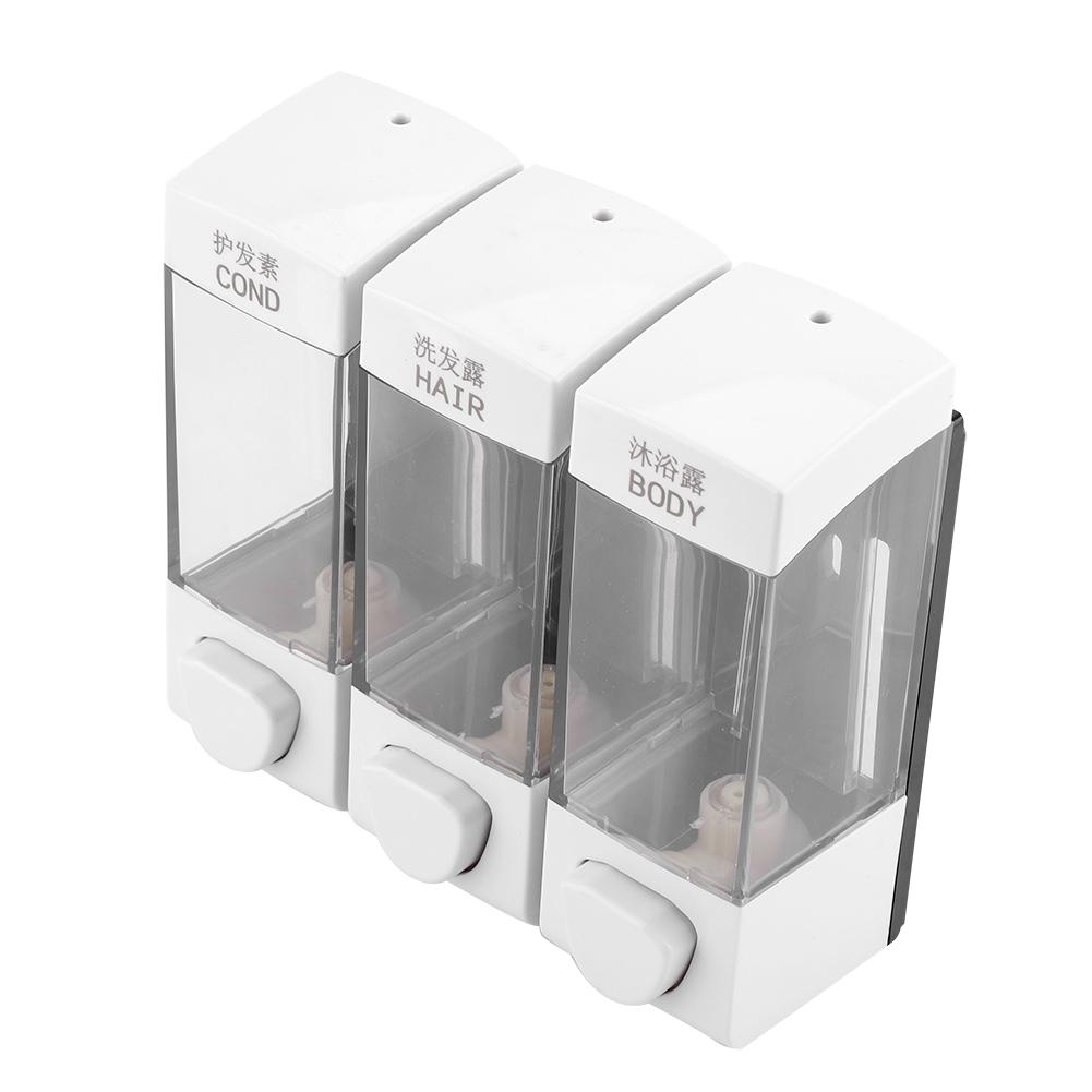 Wall Mounted 3 Chamber Liquid Lotion Shampoo Soap Dispenser Set Bathroom Accessories