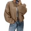 Herbst Winter Damen Neo-Chinesische Baseballjacke, Stehkragen mit Froschknöpfen & Reißverschluss vorne, Lässige Vintage-Style Oberbekleidung