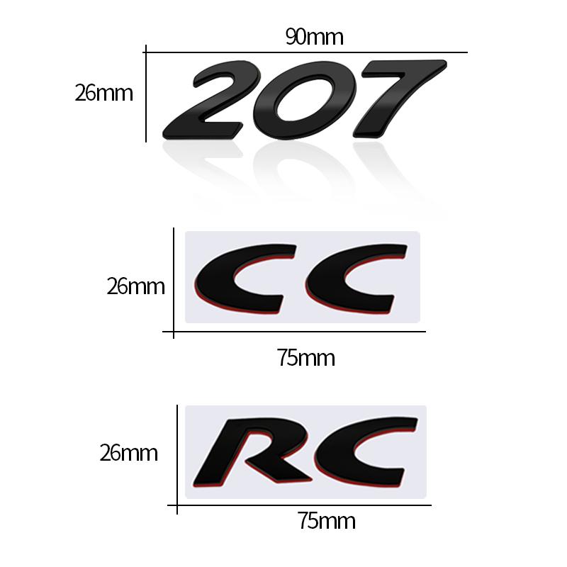 3D Metal Sticker 207 CC RC Emblem Decoration Rear Trunk stickers For s333 Car Styling 333s