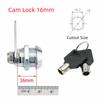 16-30mm Length Drawer Lock 2 Keys Included Locking Plate Cabinet Lock Metal Body Mechanical Tongue Distribution Box Lock