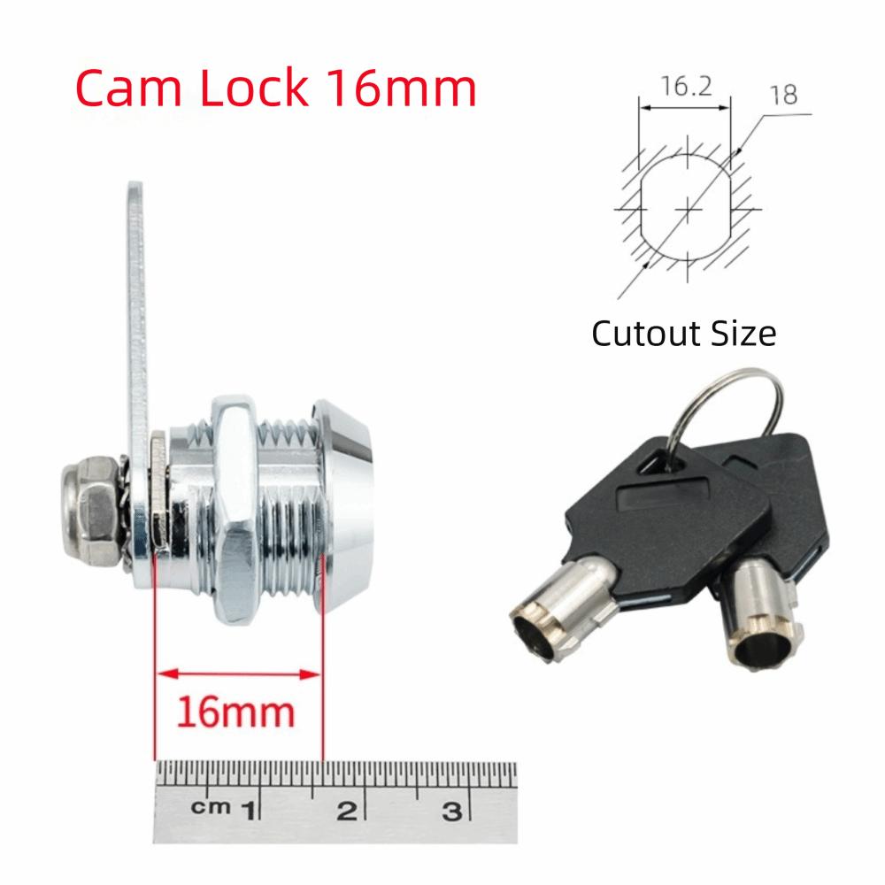 16-30mm Length Drawer Lock 2 Keys Included Locking Plate Cabinet Lock Metal Body Mechanical Tongue Distribution Box Lock