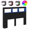 LED Headboard with Shelves Black Oak Effect 140 x 17 x 102 cm