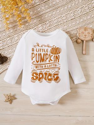 Newborn Infant Baby Boy Clothes Pumpkin Print Long Sleeve Bodysuit