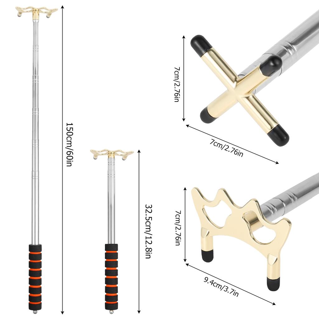 Retractable Billiard Bridge Stick Pool Table Billiards Cue Bridge Stick with Replaceable Bridge Head 12.8-60" Expandable Pool