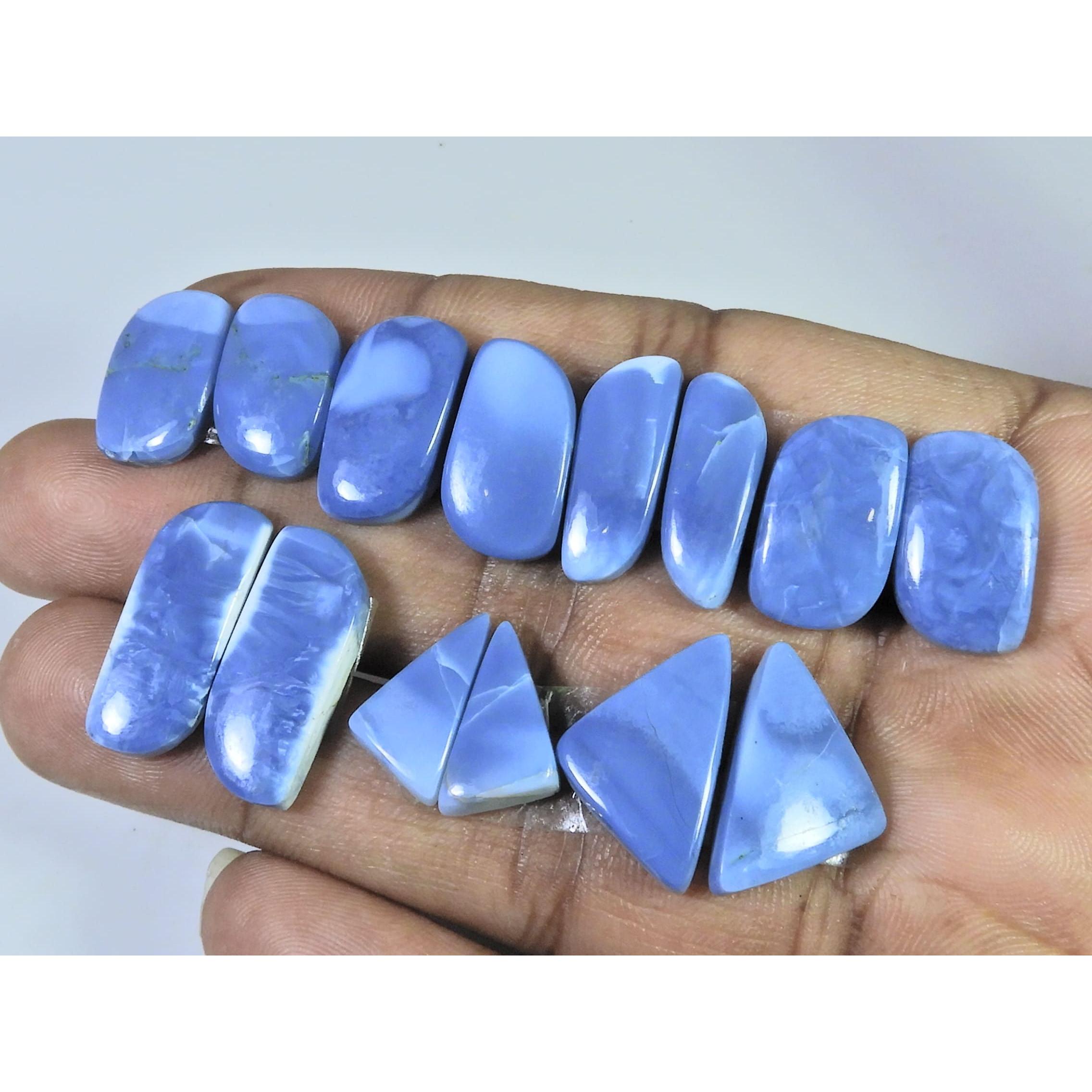 Natural Blue Opal Matched Pair Fancy Cabochon Loose Gemstone 07 Pair Lot C-2053