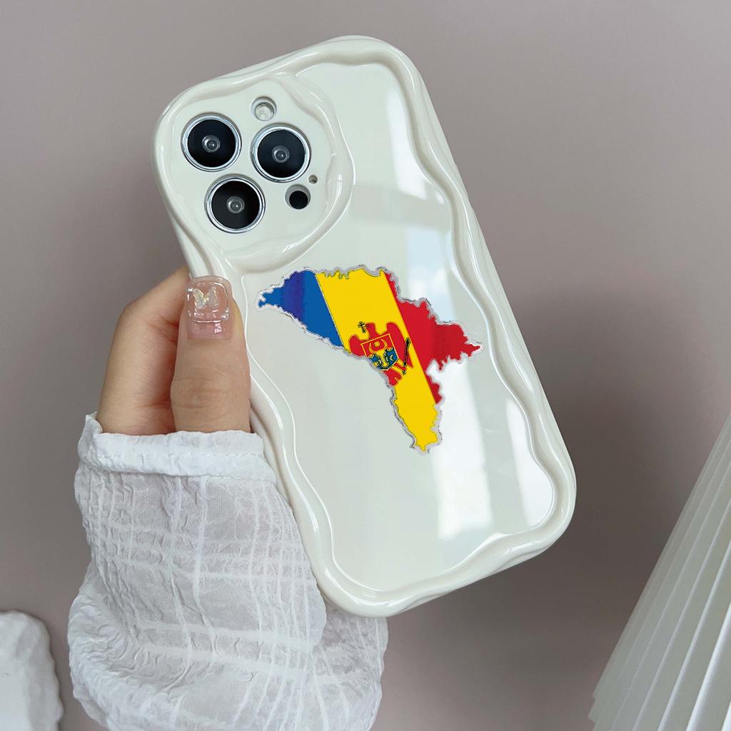 N91 Moldova Flag Art Soft Wavy Phone Cases for iPhone 14 Pro Max 13 Mini 15 Plus XR 7 8 6 XS Max 12 11 Protective Bumper Cover