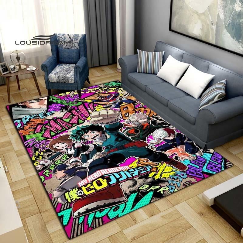Meu herói academia tapetes moda 3d impressão anime sala de estar quarto grande área tapete macio casa quarto das crianças bonito tapete