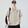 New Summer Round Neck Short-sleeved T-shirt for Men's Retro Print Loose Five-point Sleeve T-shirt for Men
