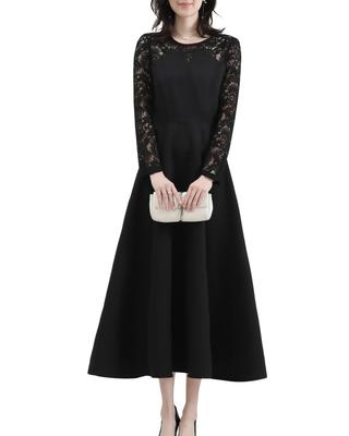 Sueeya Long Lace Party Dress with Long Perfect for Fall and Winter and and Women's Sleeves, Weddings, Receptions, After-Parties. High-Waisted, Formal,