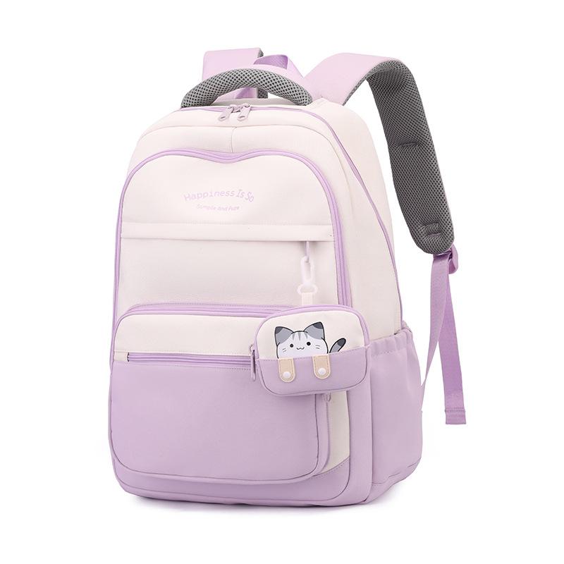 Trendy Lightweight High School Student Girls Schoolbag Large Capacity Burden Reduction Waterproof Backpack Primary School Students Grades 5-6 Book Bag