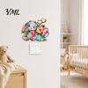 DIY Wall Scene Decorations Watercolor Rabbit & Flowers Light Switch Sticker, Cute Bunny Peel And Stick Decal, Decorative Stickers for Cabinets