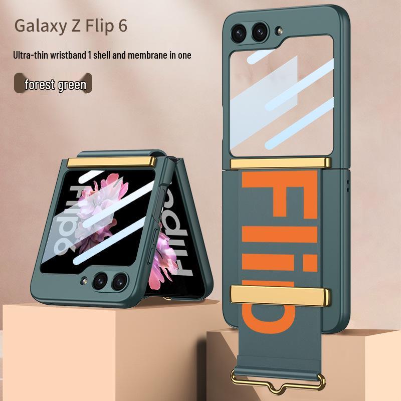Ultra-thin Samsung Flip6 Case with Integrated Wrist Strap & Protective Folding Cover