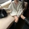 Simple Casual Lapel Zipper Knitted Cardigan Women's Clothing Autumn and Winter New Soft Waxy Loose and Thin Sweater Jacket