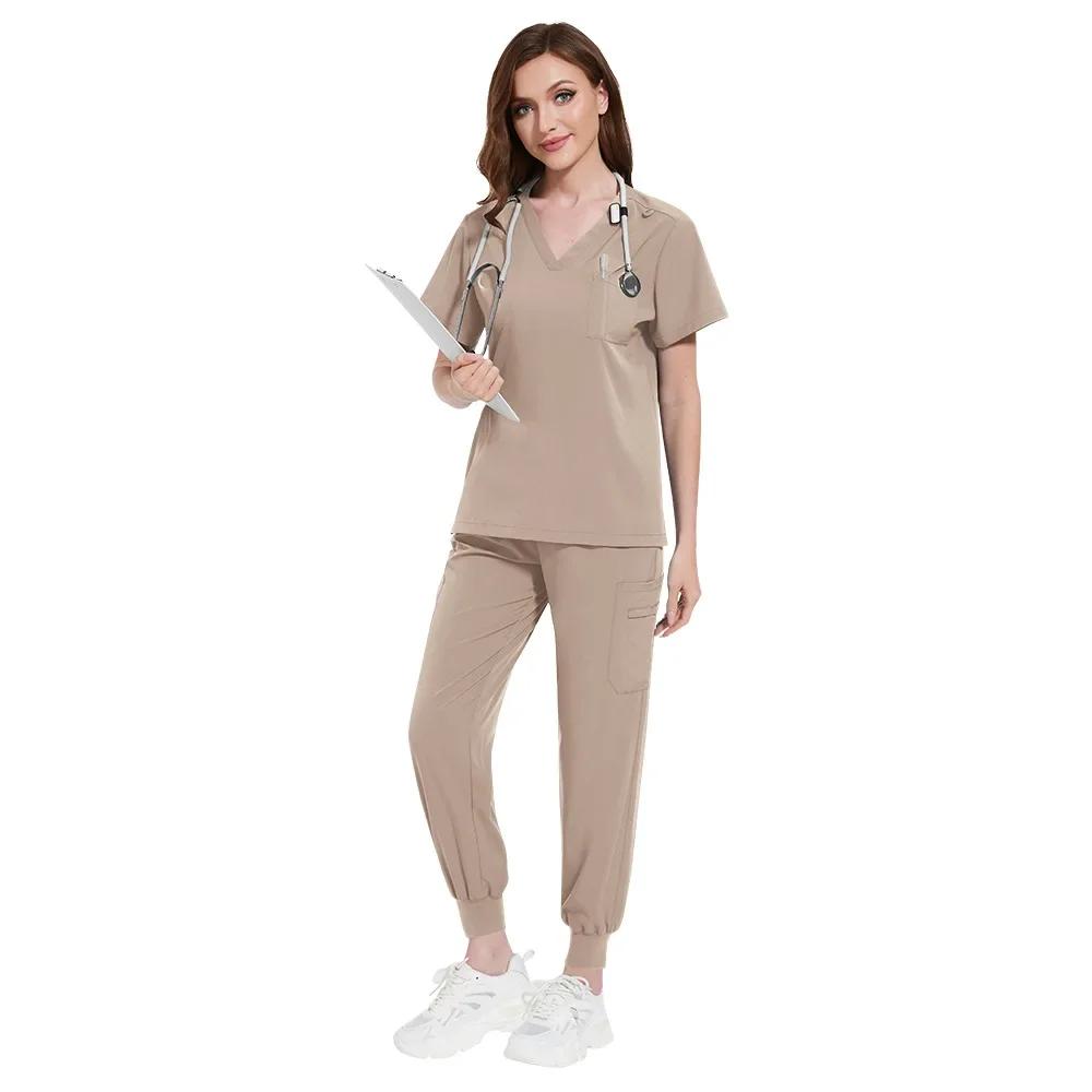 Quick-Dry Stretch Fabric Medical Uniform Women Scrub Nursing Set Doctor Nurse Outfit Pediatric Surgery Uniform Nurse Accessories