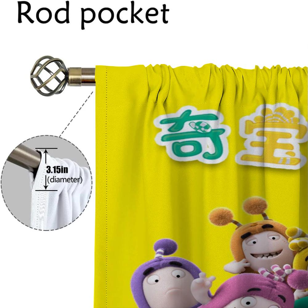 Oddbods Window Curtain for Room 2 Panel Halloween Decoration Partition Kitchen Curtains Tulle for Bedroom Shades Living Blackout