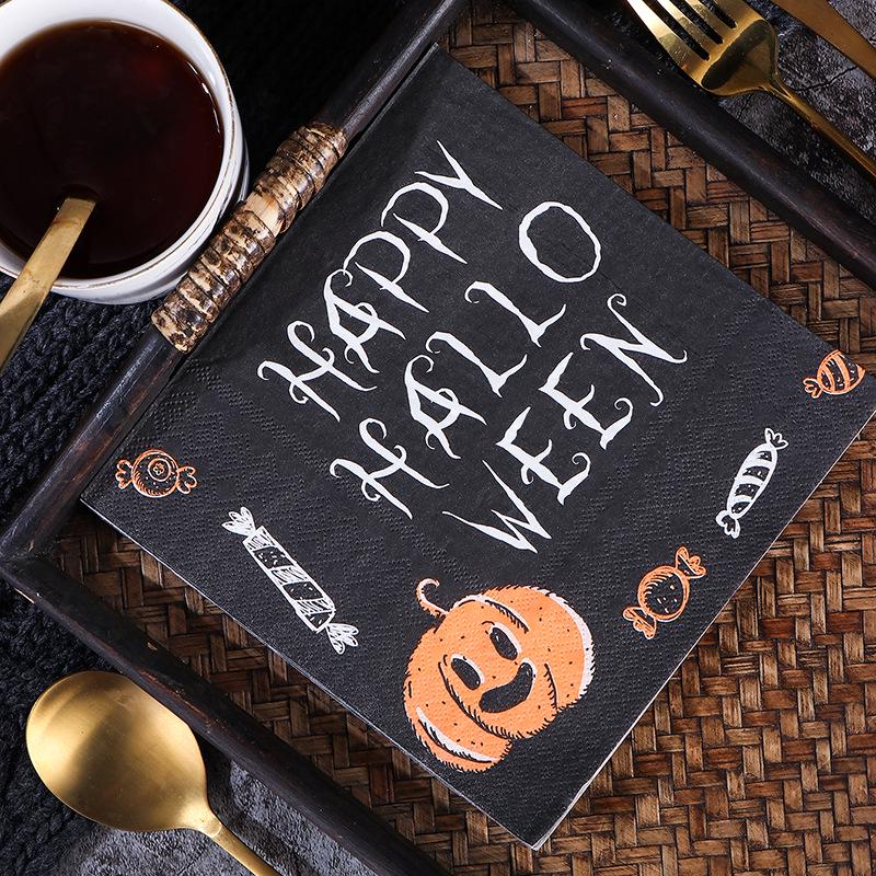Halloween Pumpkin Party Napkins - Creative English Disposable Square Paper Napkins