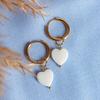 Bohemian White Shell Heart Earrings Stainless Steel Hoops Women's Glamour Jewelry Baroque Fashion Accessories Party Gift