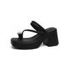French beautiful cool slippers wear 22 new summer high-heeled high-heeled thick-soled toe slippers