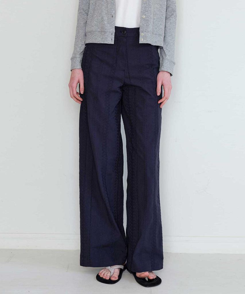 THERYE Lace Pattern Wide Pants(Navy)