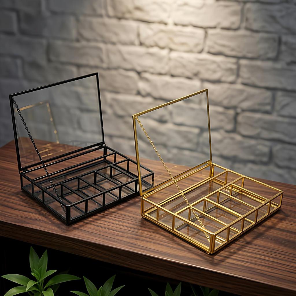 Metal Tray Storage Box for Gold Ornaments: Lipstick, Rings, Earrings, Necklaces, Eyebrow Pencils - Perfect Girlfriend Gift