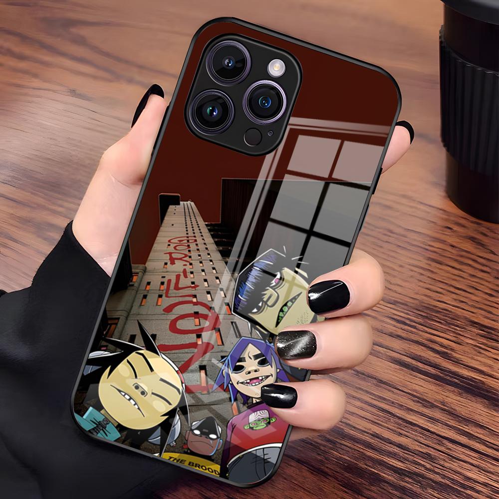 Θήκη Κινητού Anime Rock Band Gorillaz Για IPhone 17 Pro Max 15 Pro 16 14 Plus 12 13 Mini 11 Pro Αντικραδασμικό Γυάλινο Κάλυμμα