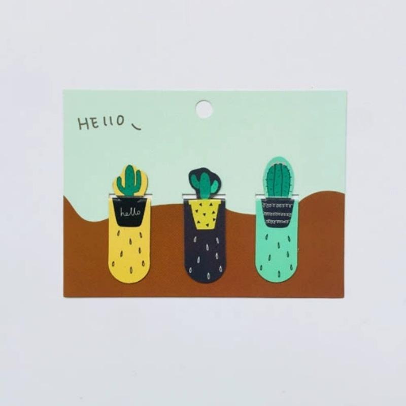 3 Pieces Per Set Cactus Bookmark Office Stationery Page Tags Bookmark Reading Auxiliary Bookmarks Student Stationery Supplies