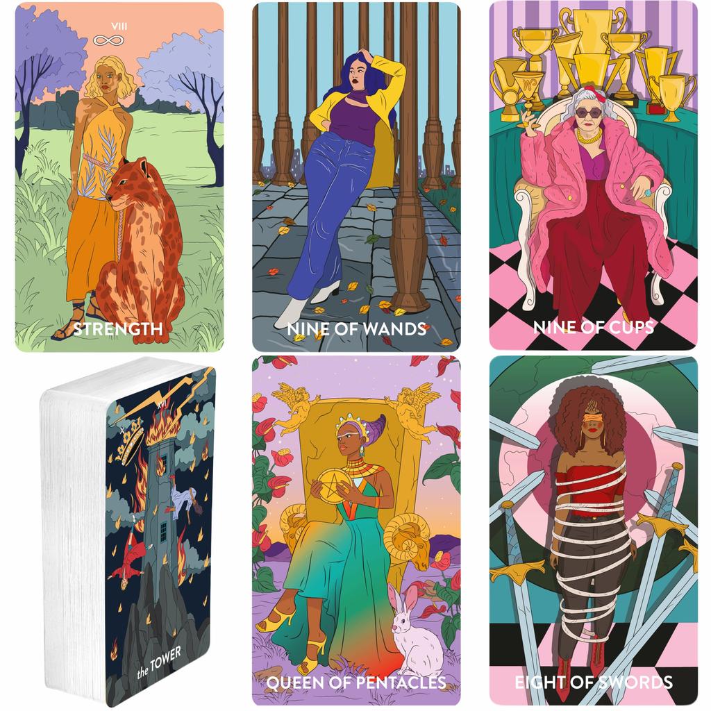 Wyspell Feminine Tarot Card Deck Borderless with Guidebook Neoteric Beginner Tarot Deck – – –