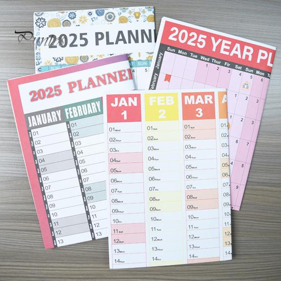 2025 Yearly Wall Calendar Full Year Annual Wall Calendar In One Page 12 Month Planner with Stickers for Office School Supplies