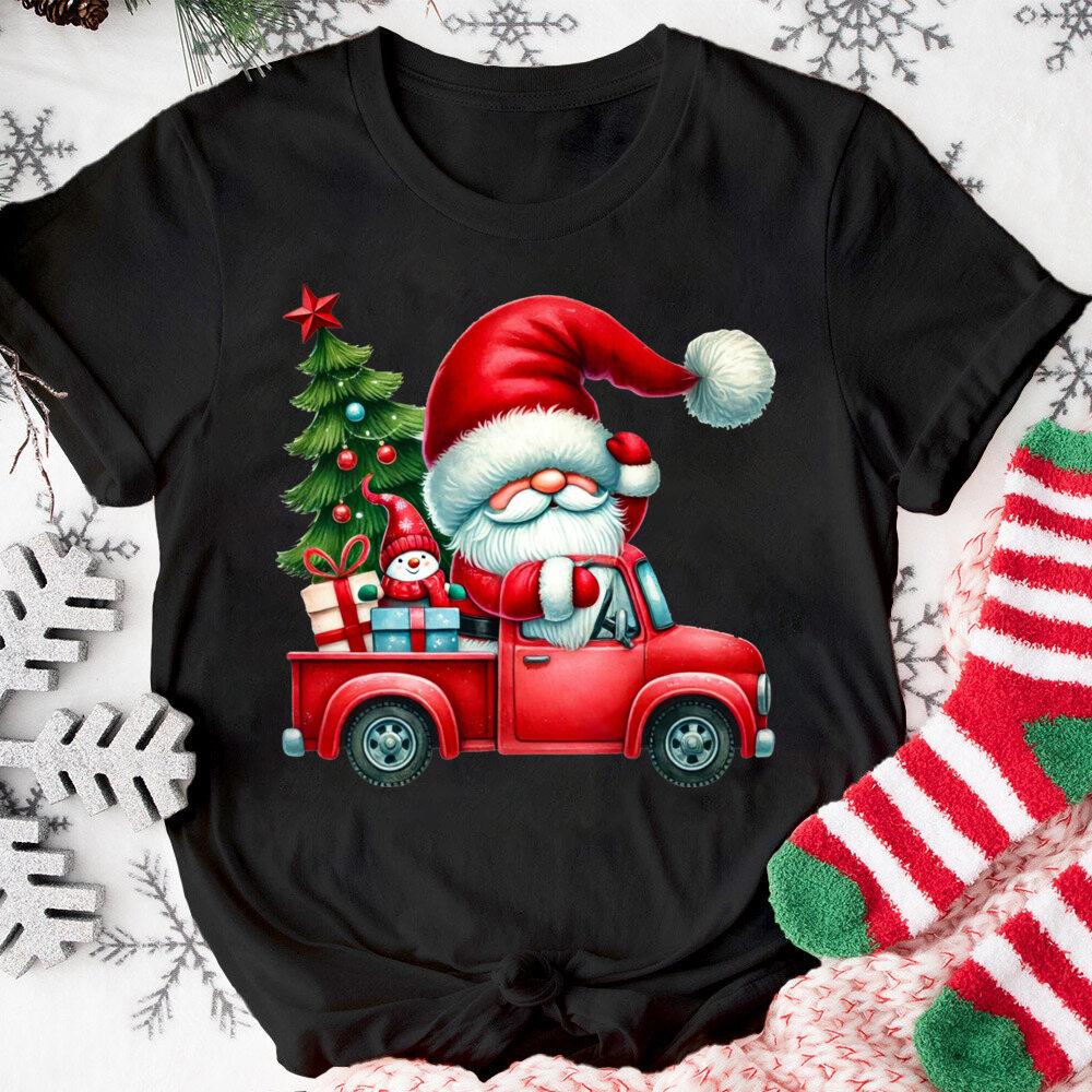 Merry Christmas Santa Claus Shirt Cute Christmas Tshirt Unisexs Xmas Short Sleeve Shirts Holiday Clothes