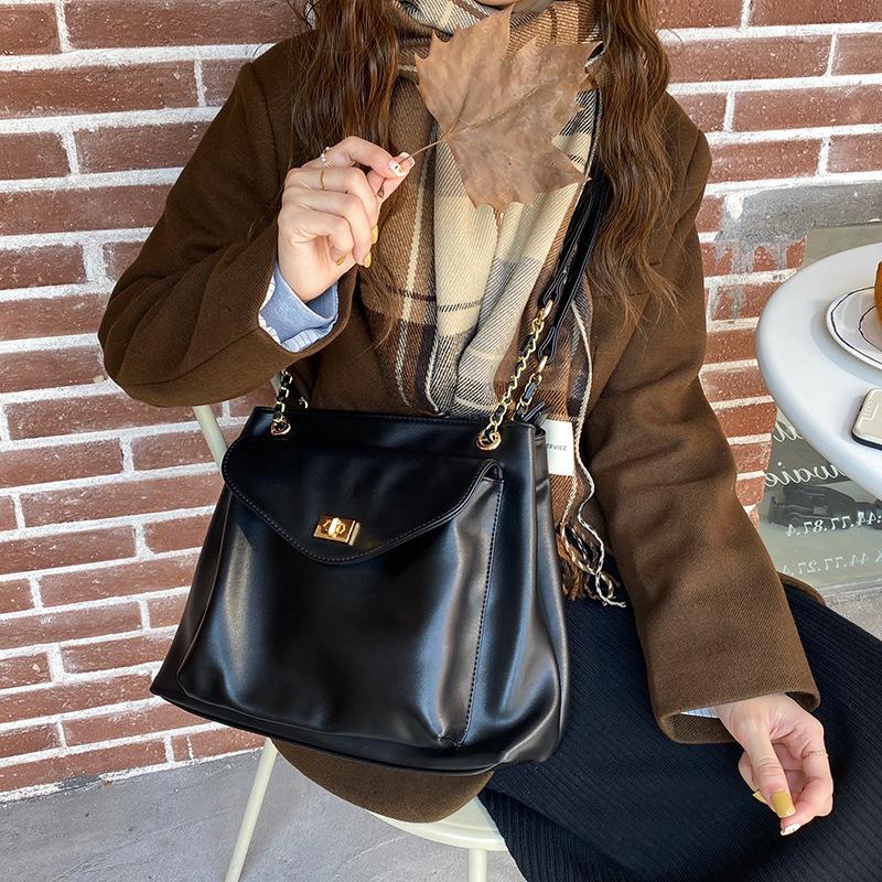 New Design Korean Look Fashion Large Capacity Simple Ins Vintage Shoulder Bag Versatile One-shoulder Slanted Straddle Bag for Women