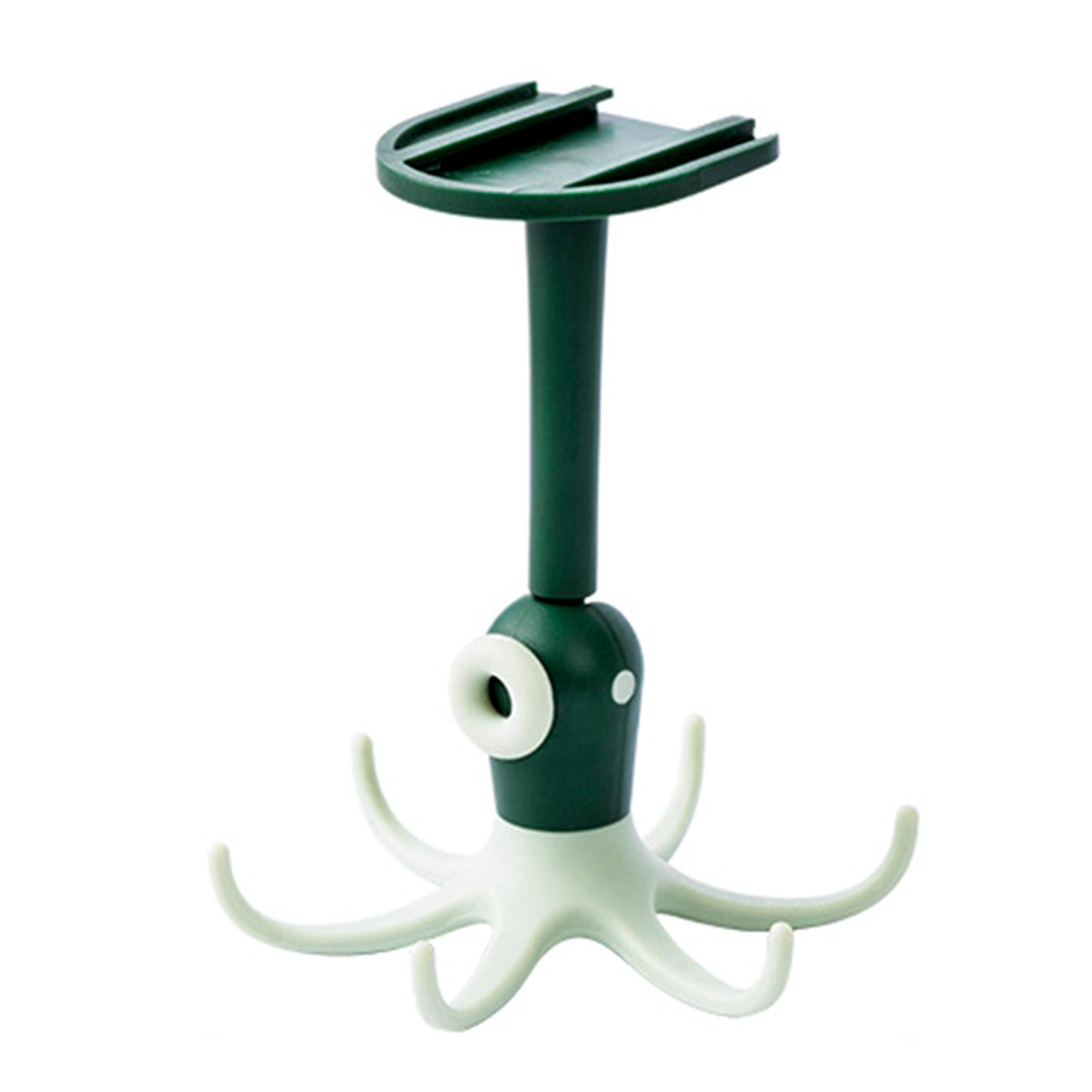 

Кухонный настенный крючок без следов, поворачивающийся на 360 градусов, без сверления, с 6 крючками, вешалка для кухонной утвари для зелёный