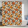 Modern Floral Shower Curtain Orange Flowers Green Leaves Decorative Bathroom Liner for Kids Bathrooms 72 X 39 (180cm X 99cm) [Bl