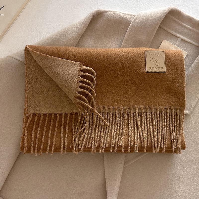 Winter Wool Scarf For Women Long Warm Cashmere Shawl Wrap Solid Lady Scarves Hijab Female Pashmina Bandana Head Scarves Stole