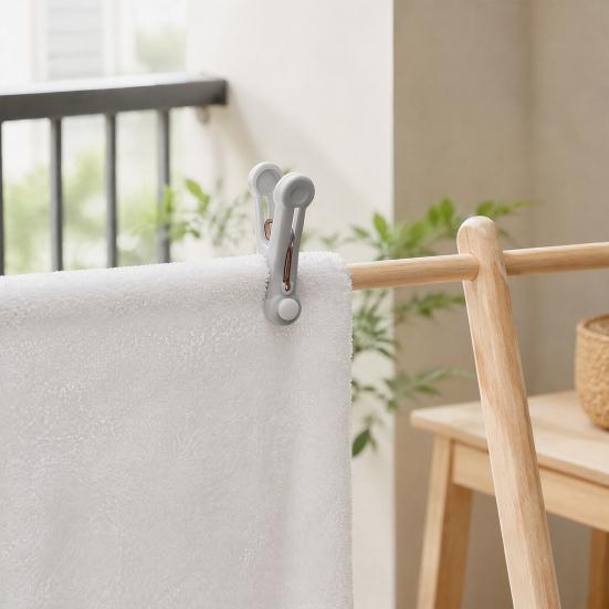 Plastic Drying Clamps 16PCS Clothes Pins, Compact Non-Slip No-Trace Laundry Clips, Spring Strong Grip Fabric Holders Loaded Clips for Socks Towels And