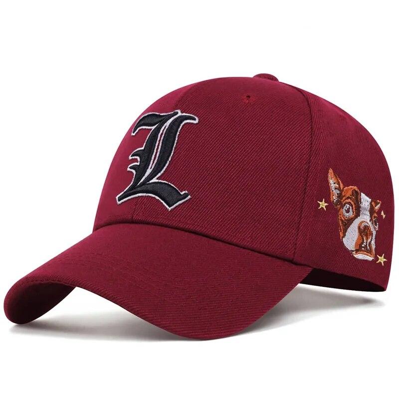 Unisex L Letter Side Dog Head Embroidery Baseball Caps Spring And Autumn Outdoor Adjustable Casual Hats Sunscreen Hat