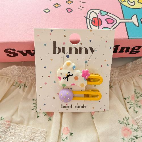 3pcs/set Cartoon Rabbit Cute Barrettes Hair Clips Hairpins Polka Dot Girls Sweet Hair Rope Ties Elastic Hair Bands Kids Headwear