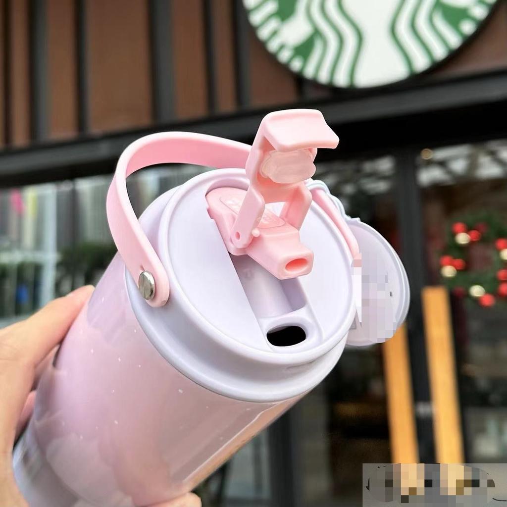 800ML Büyük Kapasiteli Açık Hava Pipetli Yalıtımlı Kupa Araba Paslanmaz Çelik Kupa Degrade Renkli Açık Hava Yürüyüş Spor Kupası