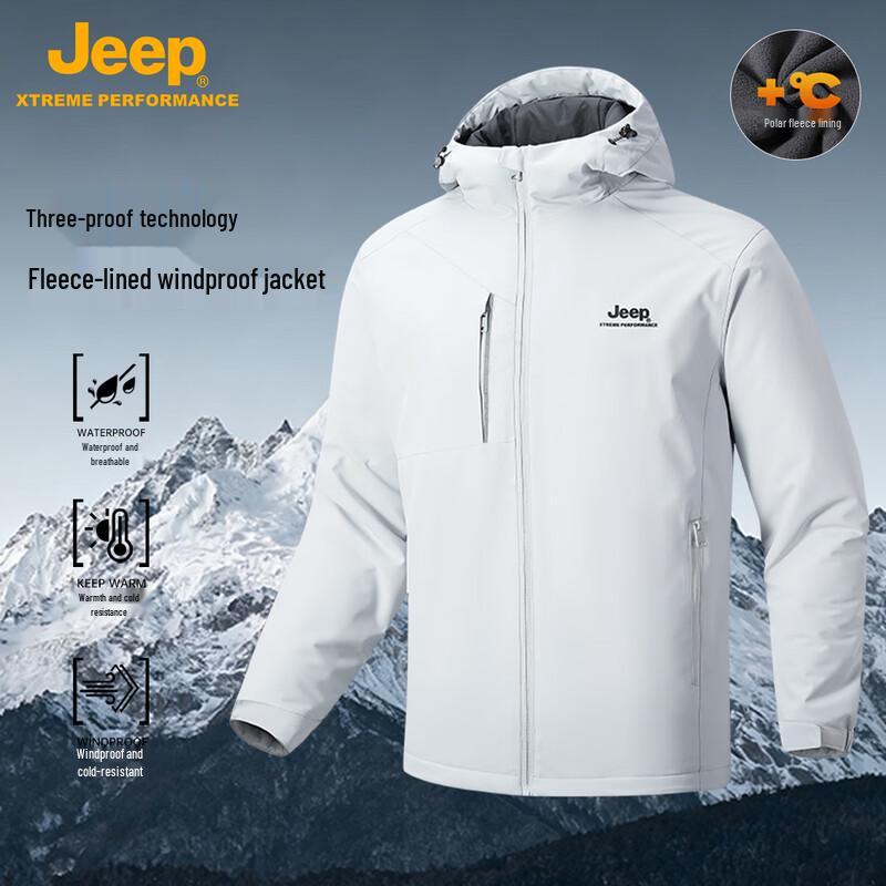 JEEP Men s Hooded Waterproof Fleece-Lined Outdoor Jacket 3XL