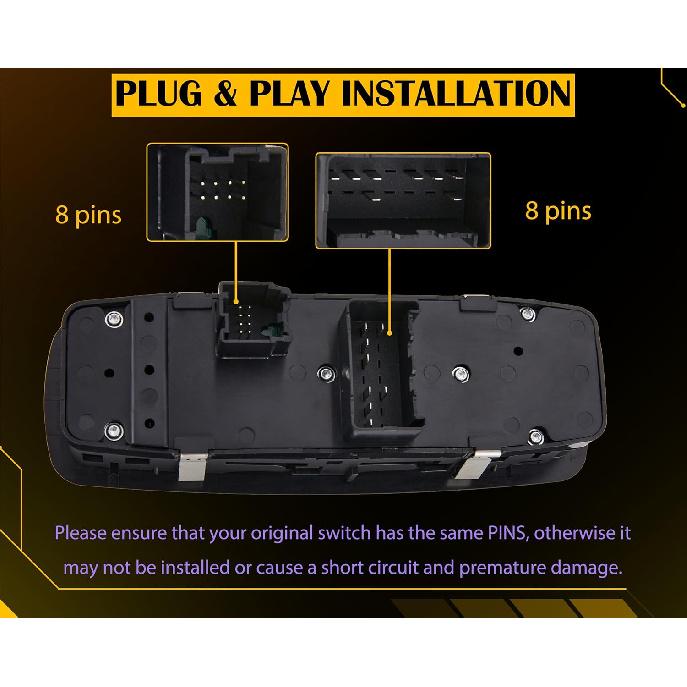 Power Window Switch Fits For 2012-2015 Ram C/V Cargo Van, Dodge Grand Caravan, Chrysler Town & Country (2 Door), Driver Side Control Door Vidrios