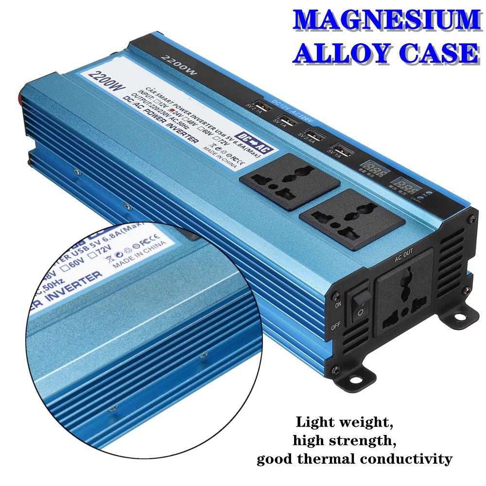 DC 2200/4000W 12/24V To AC 220V Adapter Charging Converter Car Inverters Modified Sine Wave Solar Power Voltage Transformer