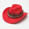 Western cowboy hat autumn and winter outdoor travel knight hat Tibetan ethnic style feather jazz hat top hat