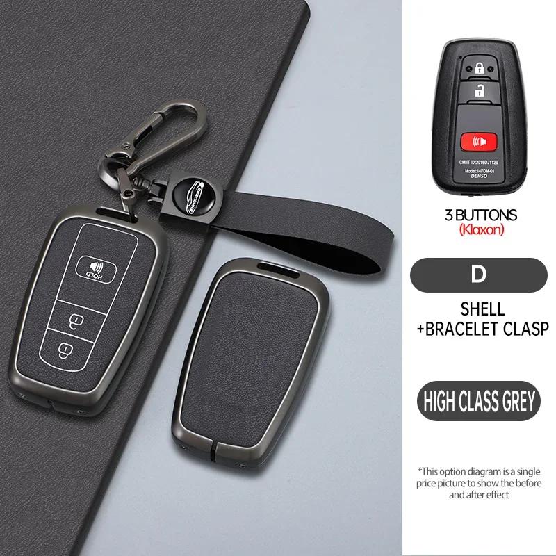 For S4 Camry CHR Corolla RAV4 Avalon Land Cruiser Prado Prius Carbon Fiber Smart Remote Key Fob Case Cover Keychain Holder JH4