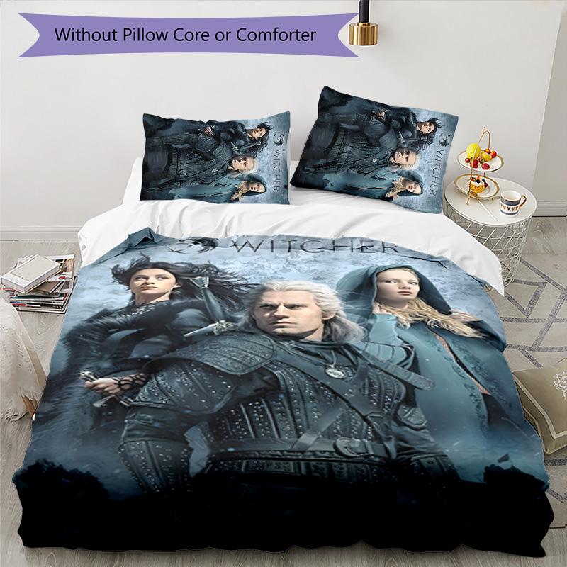 3pcs The Witcher Design Cover Set - HD Printed Bedding with 1 Cover and 2 Pillowcases - Perfect for Home and Dorm Decor
