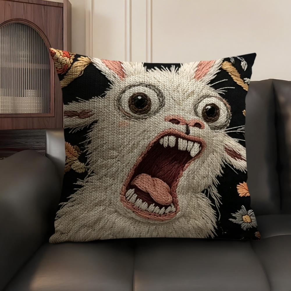 2D Scream Tiere Retro Kissenbezug Natürlicher Leinen Bio-Stoff Beidseitiger Druck Sofa Heimdekor Geschenk Kissenhülle