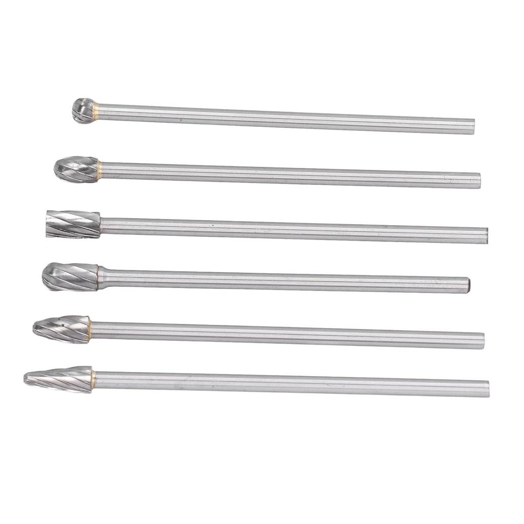 Cylinder Head Porting Kit, 6Pcs Cut Carbide Burr Set Lengthen for Woodworking,Drilling, Metal Carving, Engraving, Polishing, Cutting Burs