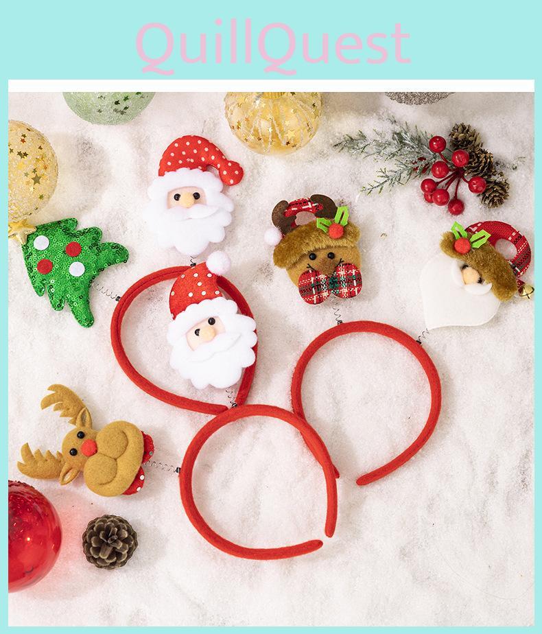Christmas Themed Cartoon Headband With Santa Claus Elk And Decoration Tree